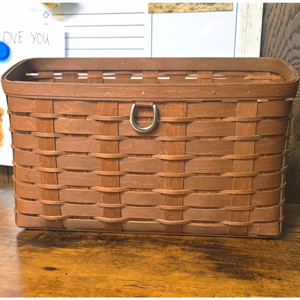 Longaberger Rectangular Brown Basket & Clear Plastic Protector 40735